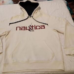 Nautica Cream Hoodie with Black Accents